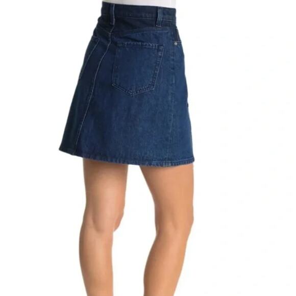 BLDWN Denim Mini Skirt Size 31/12 Andie Asymmetric Dark Wash Preppy Casual - Picture 2 of 7